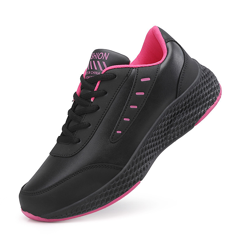 Leather Women's Shoes Casual Sneaker Round Toe Flat Heel Women's Running Shoes foto 4
