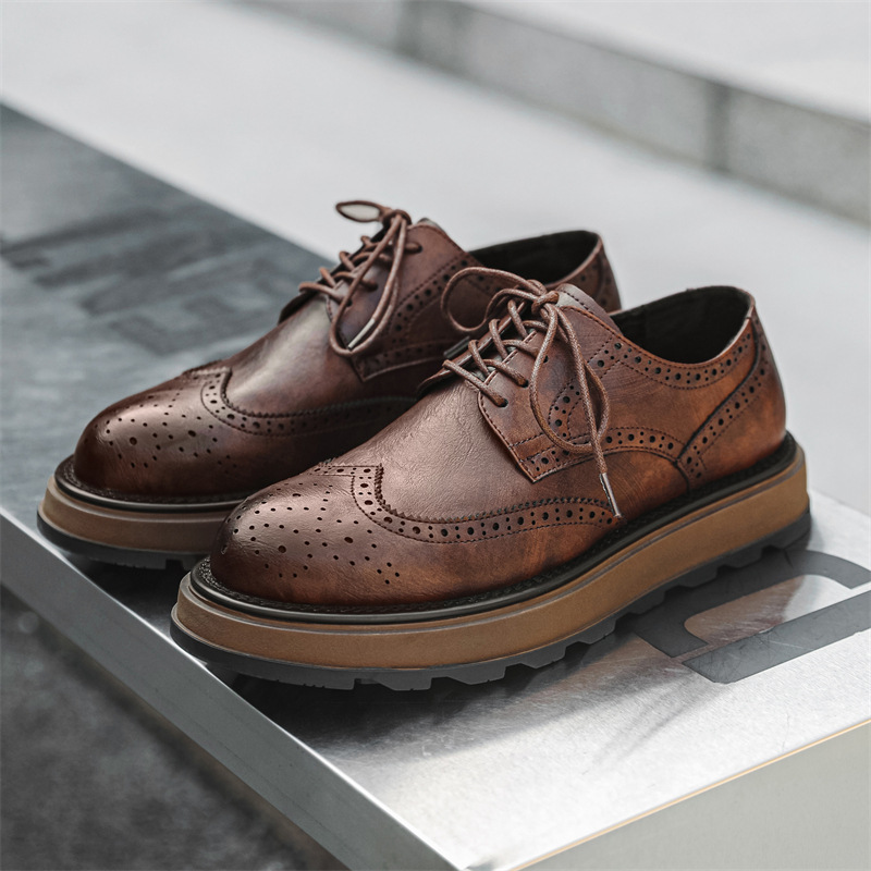 Carved Business Commute Casual Leather Shoes foto 5
