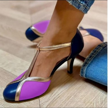 High Heel Fashion Round Toe Large Size Color Matching foto 5