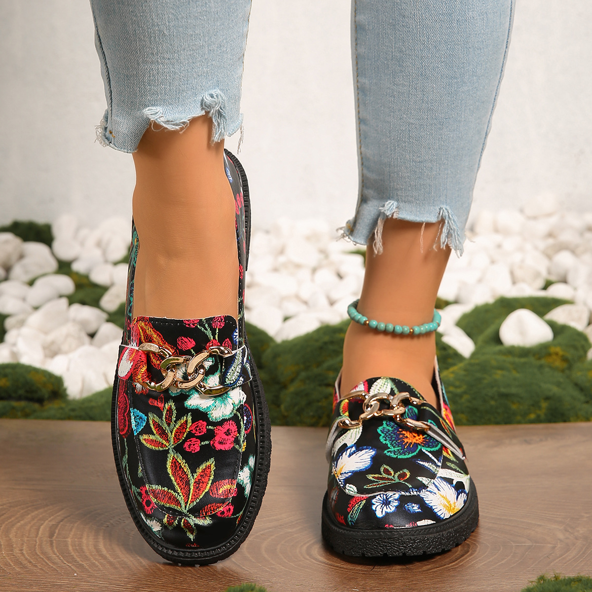 Plus Size British Style Loafers All-matching Western Style Chunky Heel foto 5