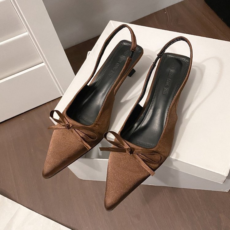 Arrival Fashionable Minimalist Pointed-toe High-heeled Sandals With A Bow On The Toe foto 2