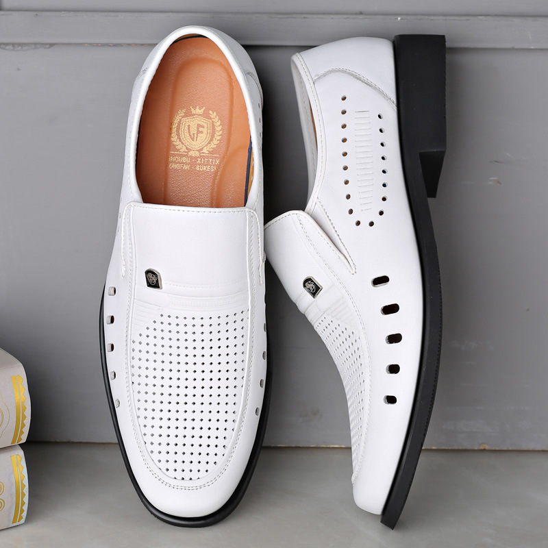 Breathable Leather Sandals Thin Hollow Soft Leather Men's Shoes foto 2