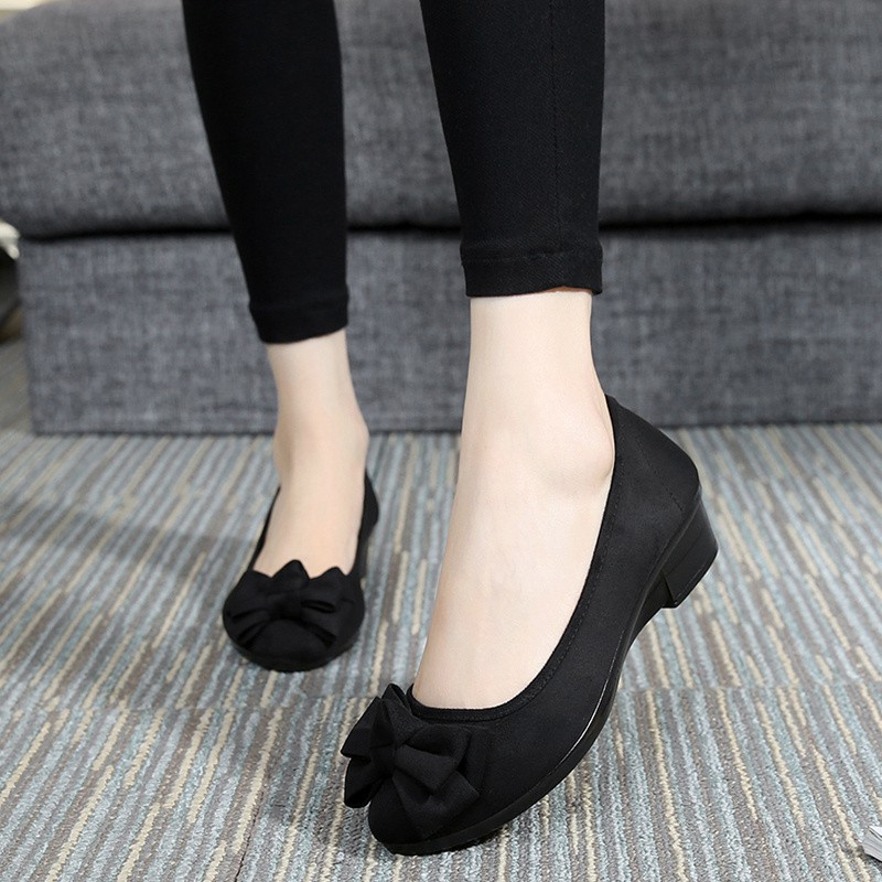 Women's Soft Soled Butterfly Bow Wedge Cloth Shoes foto 4