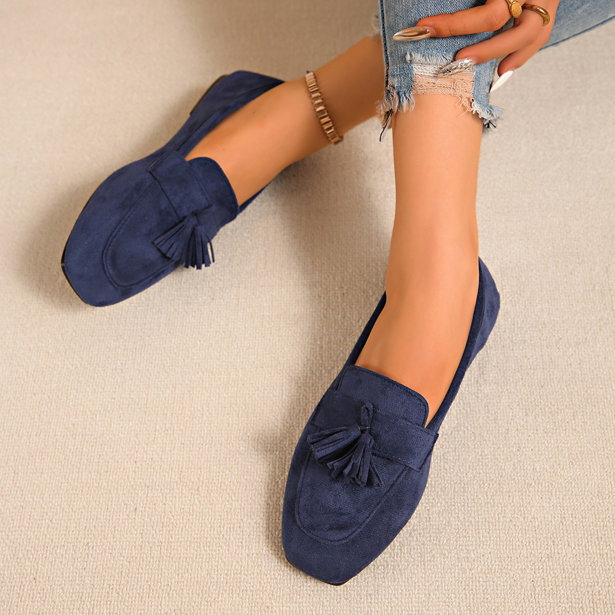 SpringAutumn Square Toe Slip On Casual Loafer Shoes foto 2