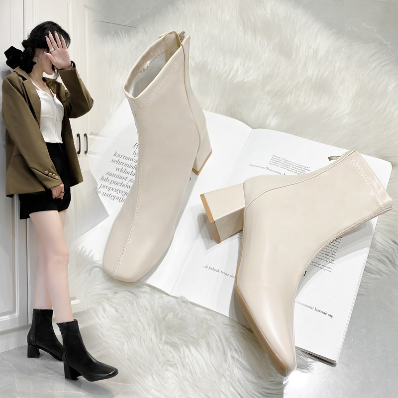 Boots Zipper Mid-calf And Low Length Martin Square Head foto 4