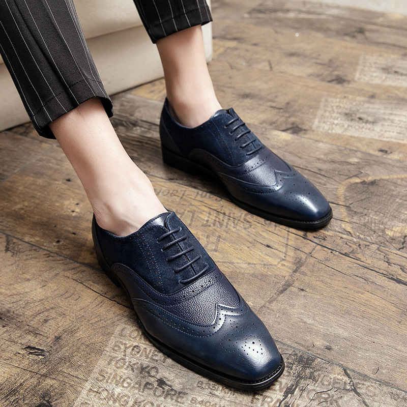 British Men's Low-top Lace-up Pointed Leather Shoes foto 2