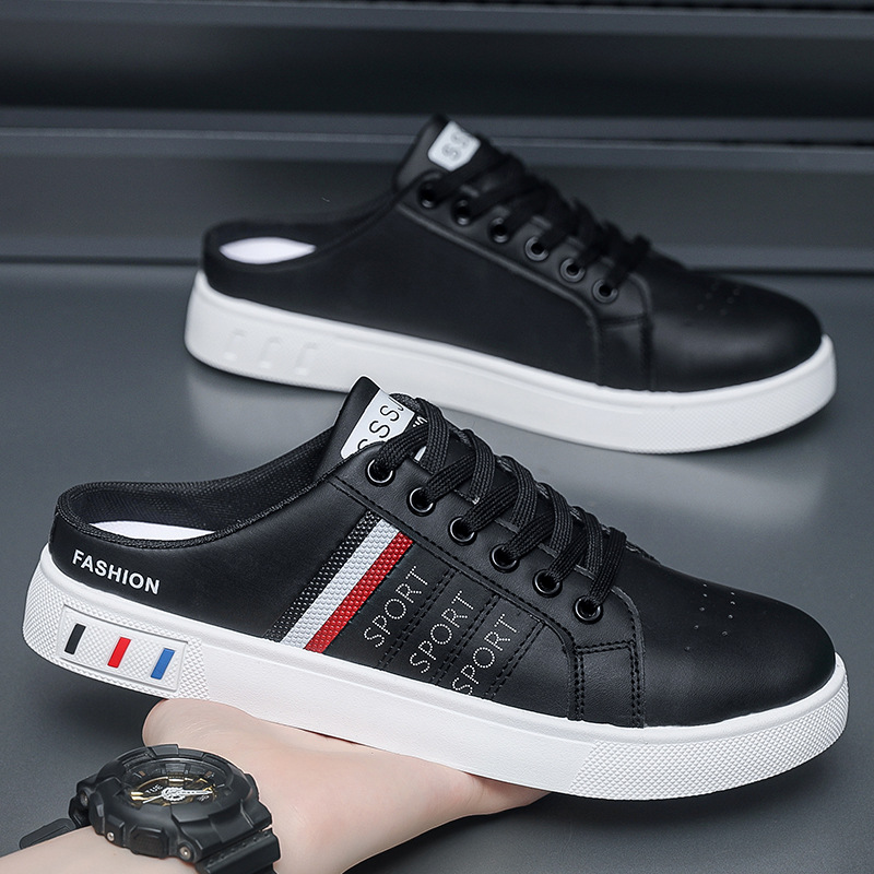 Summer Men's Casual Breathable Semi Slipper White Shoes foto 2