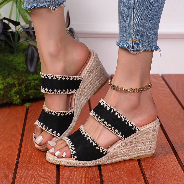 Hemp Rope Retro Fashion Plus Size Women's Slippers foto 2