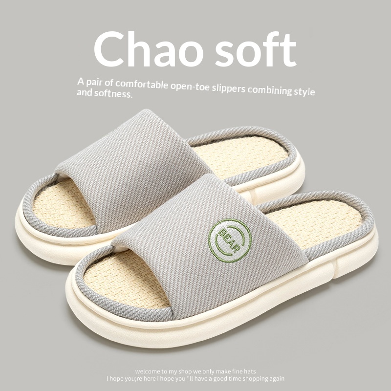 Household Spring And Autumn Indoor Home And Office Cotton And Linen Slippers foto 3