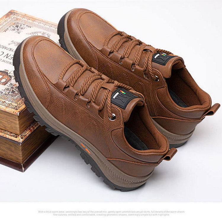 Men's Casual Leather Shoes Non-slip Soft Bottom foto 3