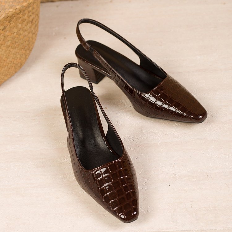 Chunky-heeled Retro-chic Closed-toe Pumps For Women foto 2