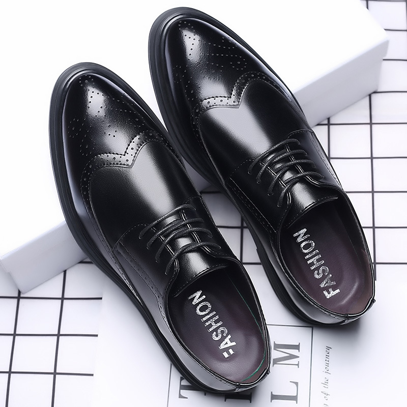 New Men's Brogue Leather Business Casual British Formal Leather Shoes foto 3