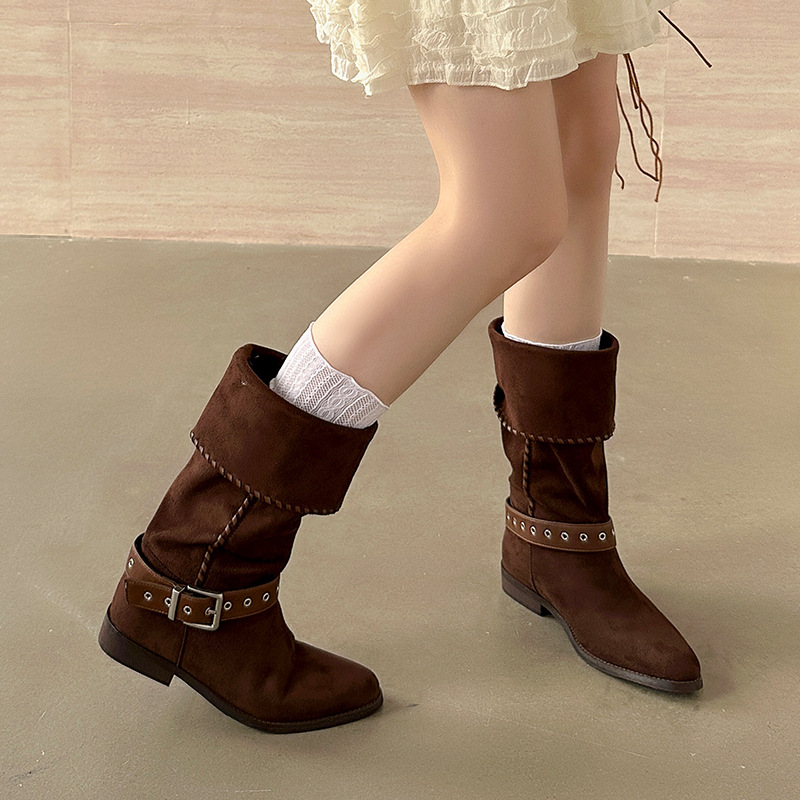Western Denim British Style Knight Boots Leisure foto 3