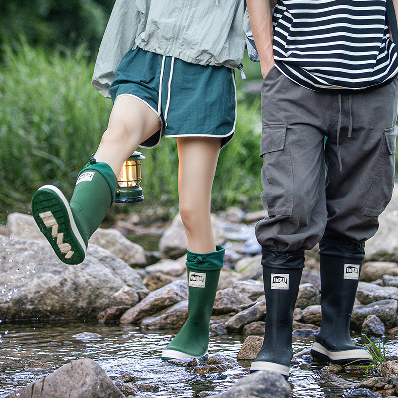 Couple Platform High Tube Outdoor Camping Rain Boots Waterproof Non-slip Rain Boots foto 5