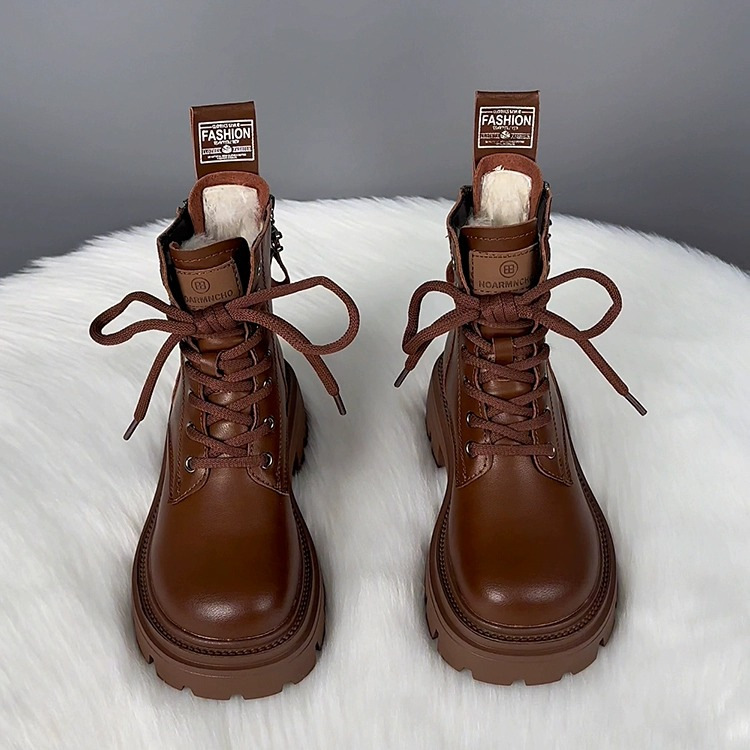 Fur Integrated Thick Bottom Female Winter Fleece-lined Cotton Boots foto 3