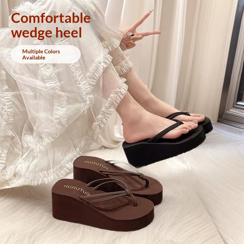 Girly Wedge-heeled Platform All-match Waterproof Flip-flops foto 4