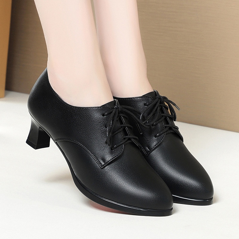 Solid-color Casual Comfortable High-heeled Shoes With A Non-slip Sole And Lace-up Design foto 5