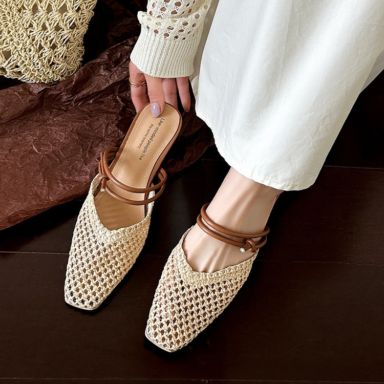 Early Autumn New Arrival Outerwear French Fairy Style Chunky-Heel Resort Shoes