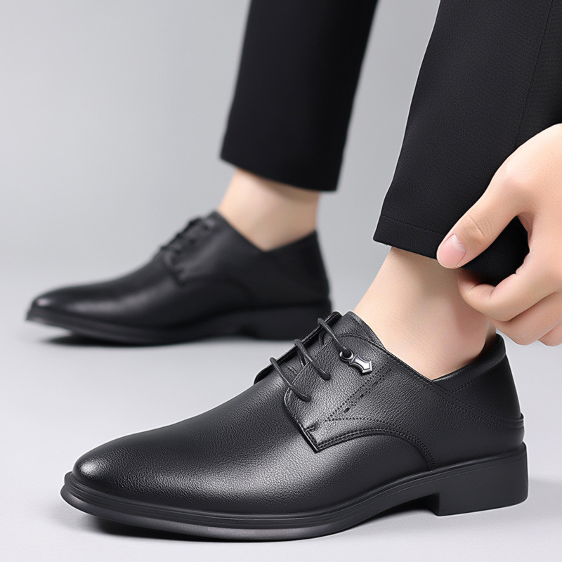 Men's Dress Shoes British Business Soft Leather Pointed Toe foto 5