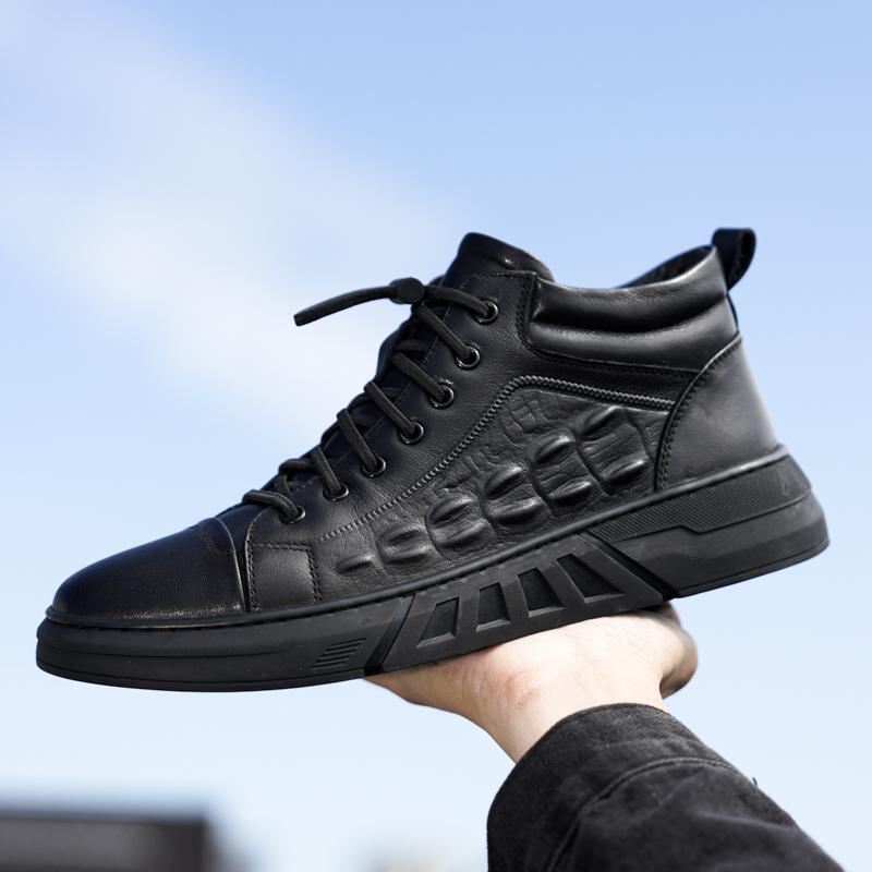 Pure Color Tied Trendy Wild Youth Men's Shoes foto 4