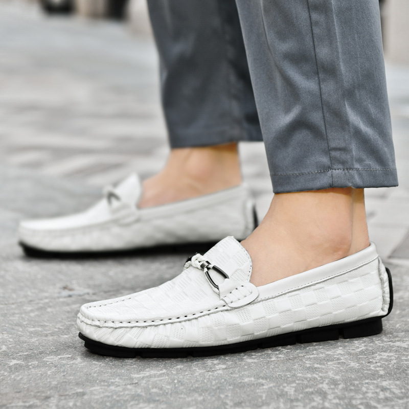 Full-grain Leather Embossed Pebble-toe Shoes Casual Shoes foto 2