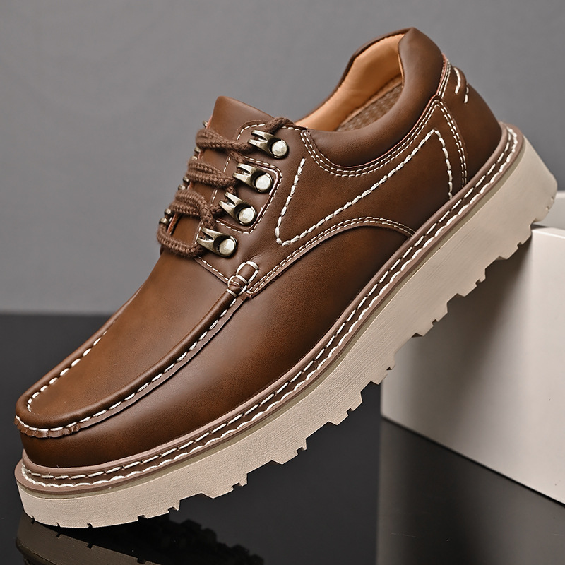 Genuine Leather Fashion Versatile Casual Shoes Thick Sole Height Increasing foto 3