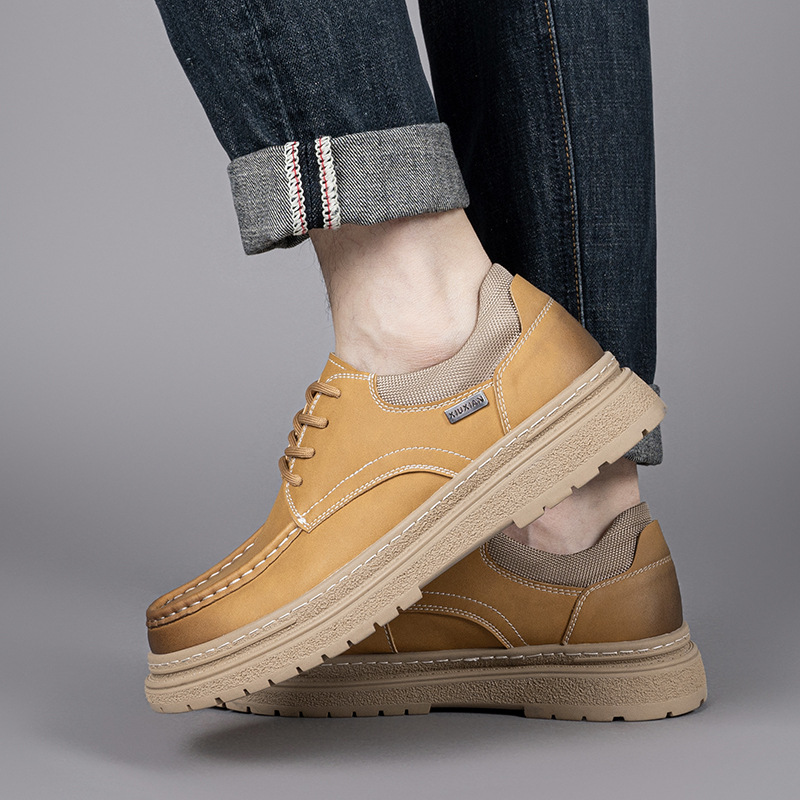 Autumn Retro Style Work Men's Casual Leather Shoes foto 3