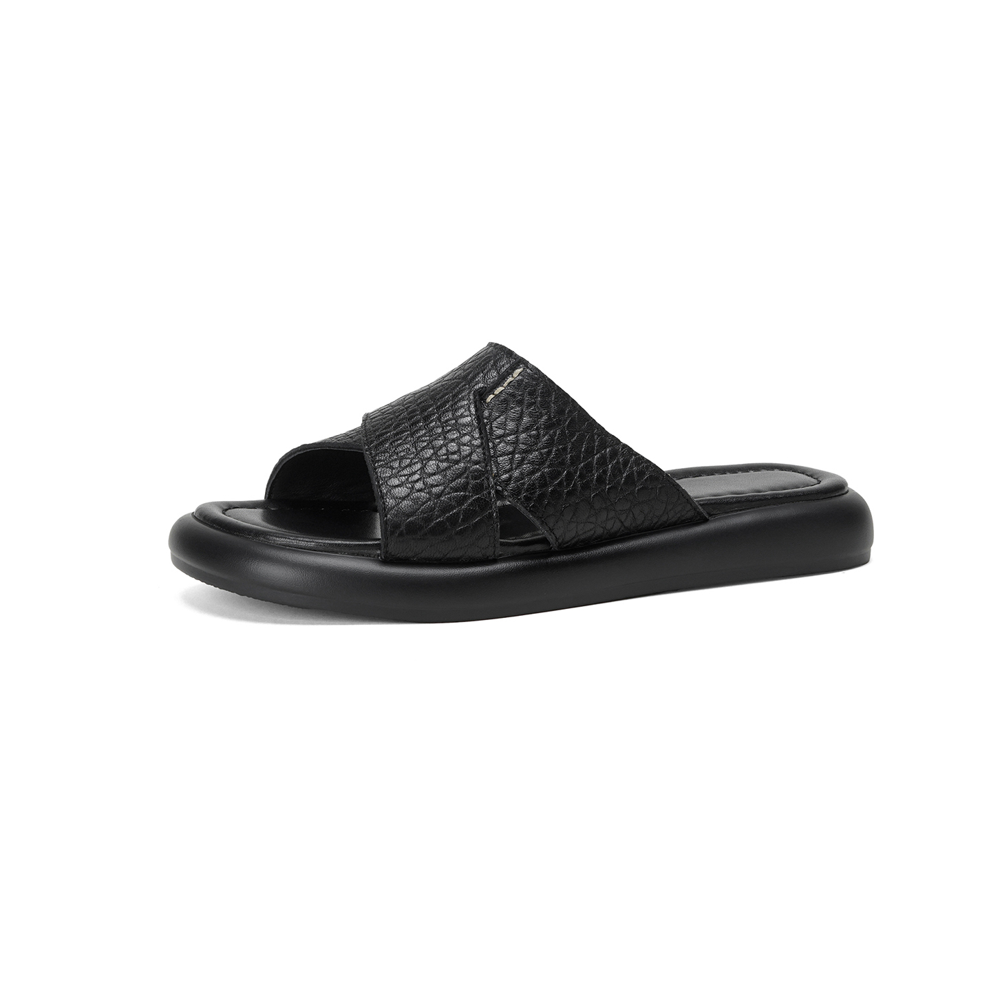 Women's Handmade Full-Grain Sheepskin Crisscross Strap Slide Sandals, Comfortable Platform Open-Toe Slippers foto 4