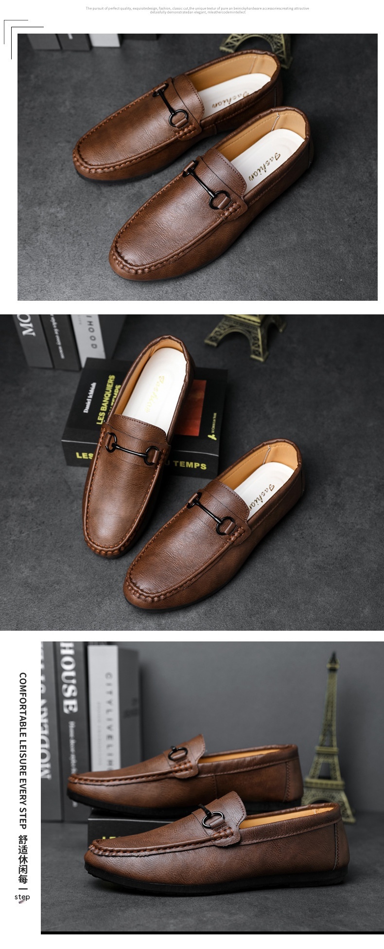 Casual Men's Solid Color Synthetic Leather Shoes foto 4