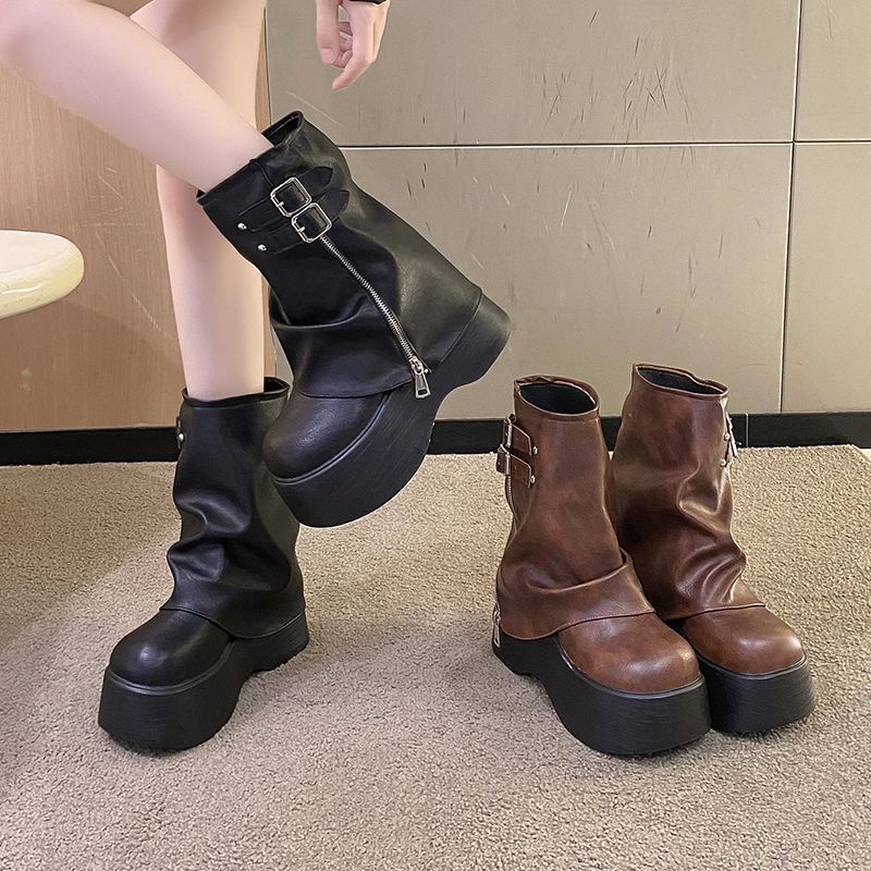 Retro Thick-soled Martin Boots For Women, Height-increasing Leg Tube Boots foto 2