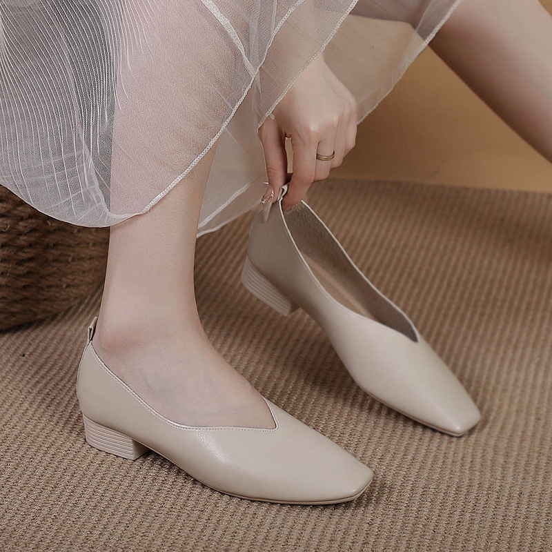 Square Toe Granny Shoes Flat Low-cut Shoes Casual All-matching foto 3