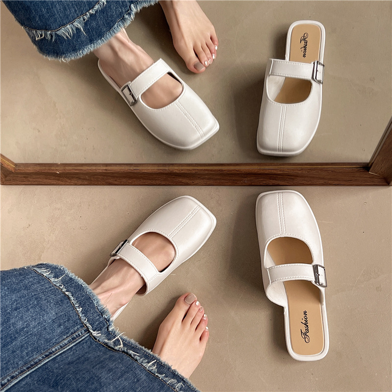 French Style Vintage Closed Toe Flat Slippers For Women foto 3