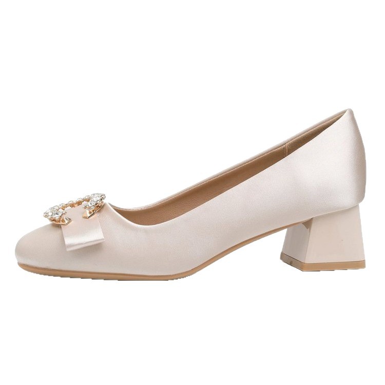 Bow Satin Square Toe Bridesmaid High Heels foto 5