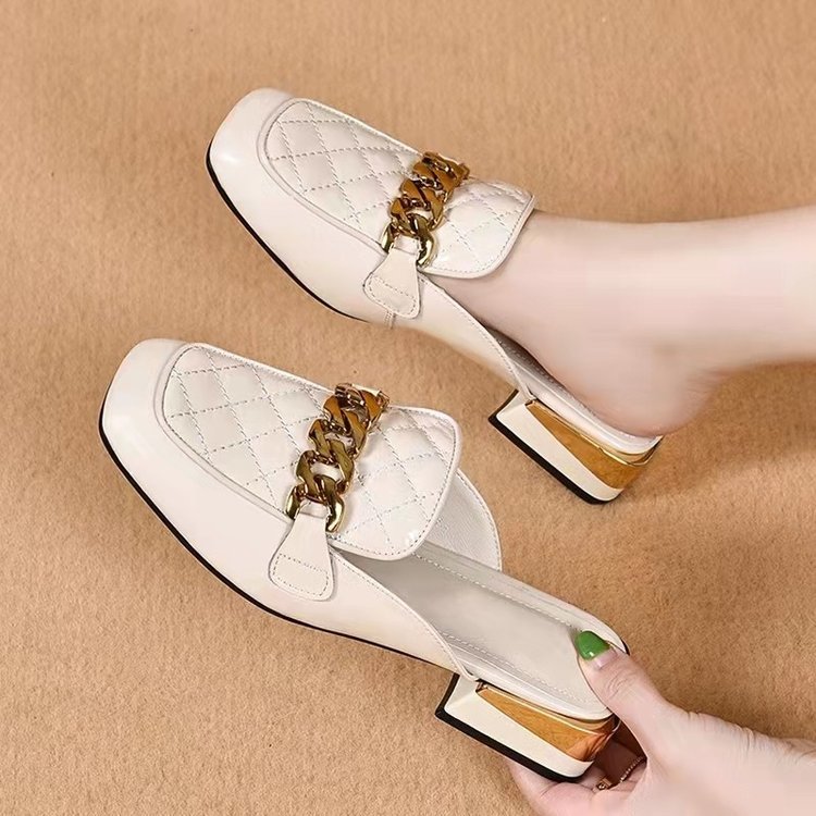 Women's Spring And Summer New Women's Shoes Mid Heel Toe Box Slippers foto 5