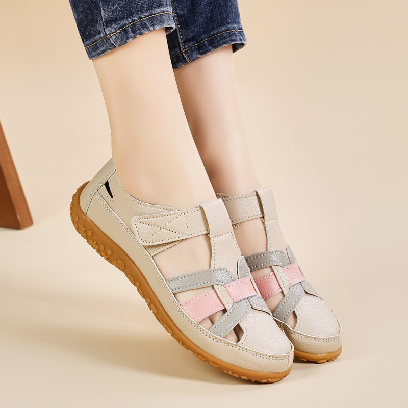 Handmade Retro Sandals Soft Bottom Mom Shoes Velcro foto 5