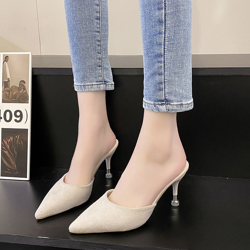 High Heels Women's Stiletto Toe Box Half Slippers foto 2