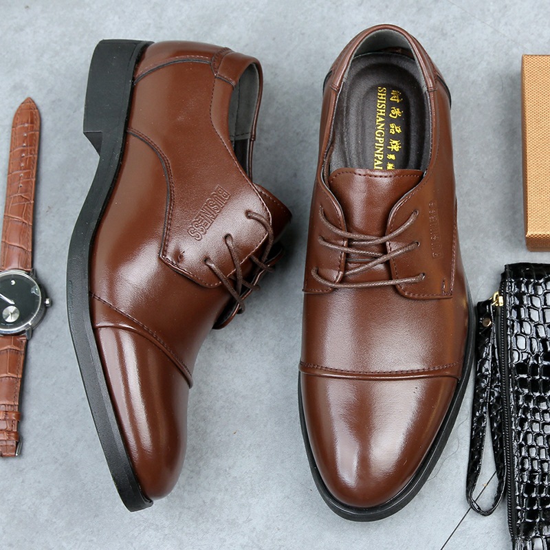 Men's Shoes Plus Size Business Formal Wear Leather Shoes Breathable Lace Up foto 2