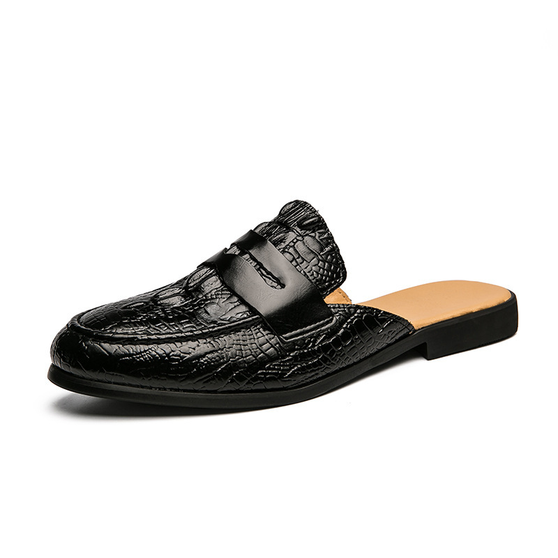 Men's Closed Toe Half-support Leather Shoes Crocodile Pattern foto 3