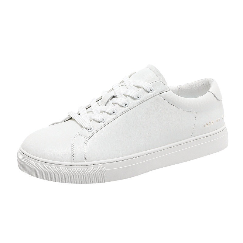 New Breathable Cowhide Flat-soled Trendy Versatile White Sneakers foto 3