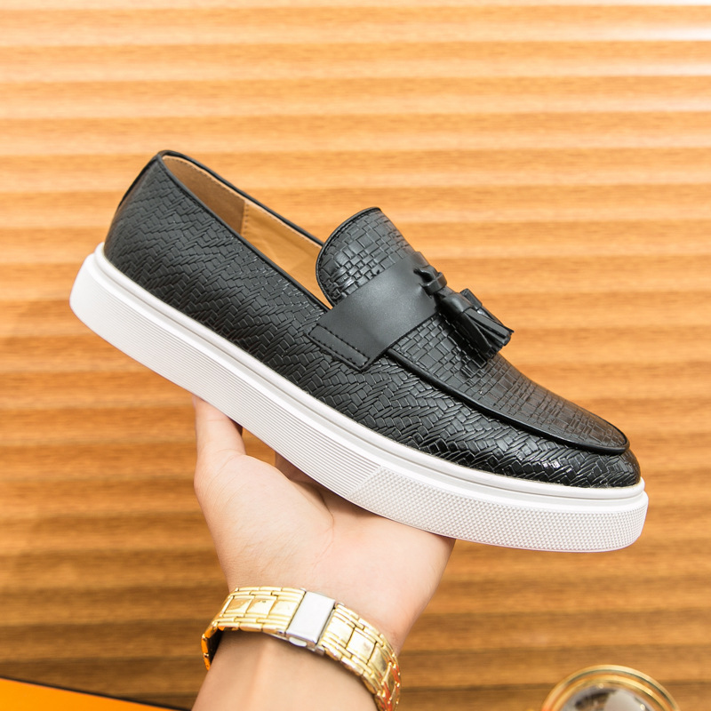 Casual Fashion Men's Plus Size Fringed Leather Shoes foto 5