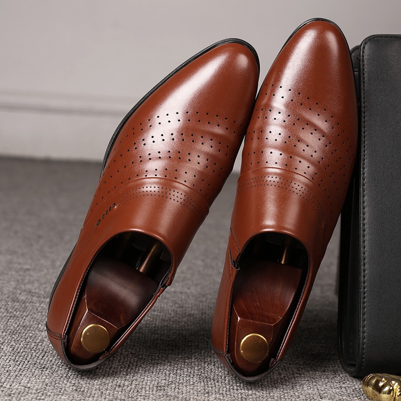 Casual Pointed Toe Leather Shoes Men foto 4