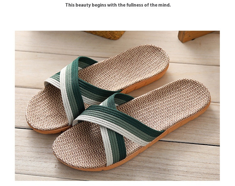 Linen Slippers Home Couple Indoor Wooden Floor Home Thick-soled foto 3