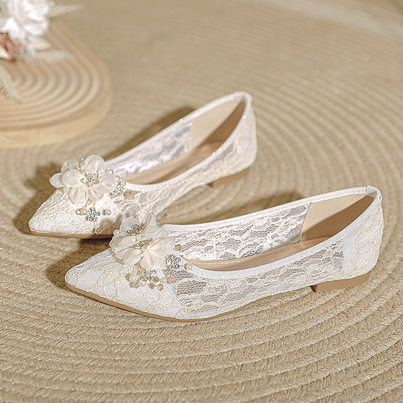 French Ethnic Minority High Sensitivity Apricot Wedding Shoes foto 4