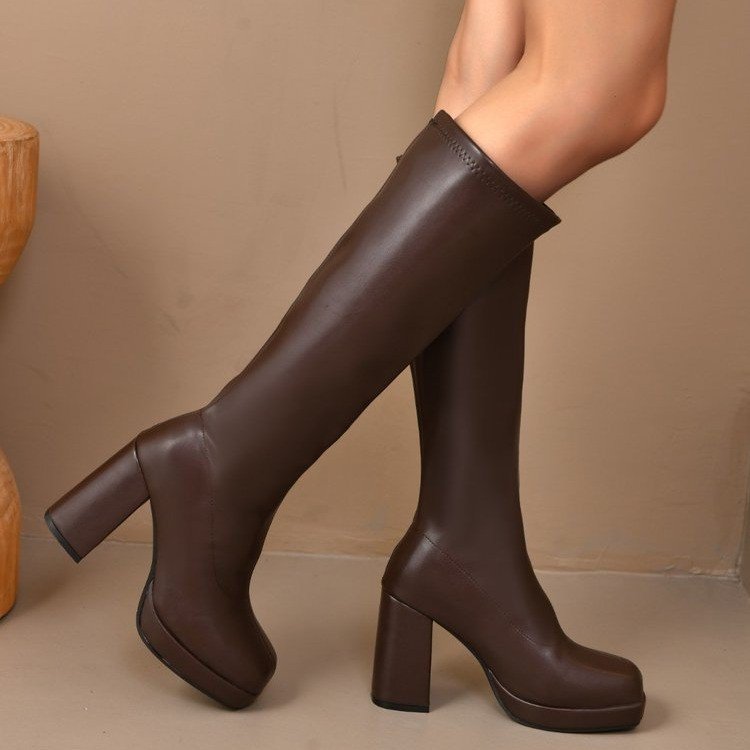 Womens Boots With Thick Soles Chunky Heels And A Slimming Stretchy Fit foto 2