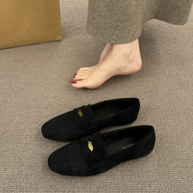 Thick Bottom Deep Mouth Suede Heel Leather Shoes foto 3