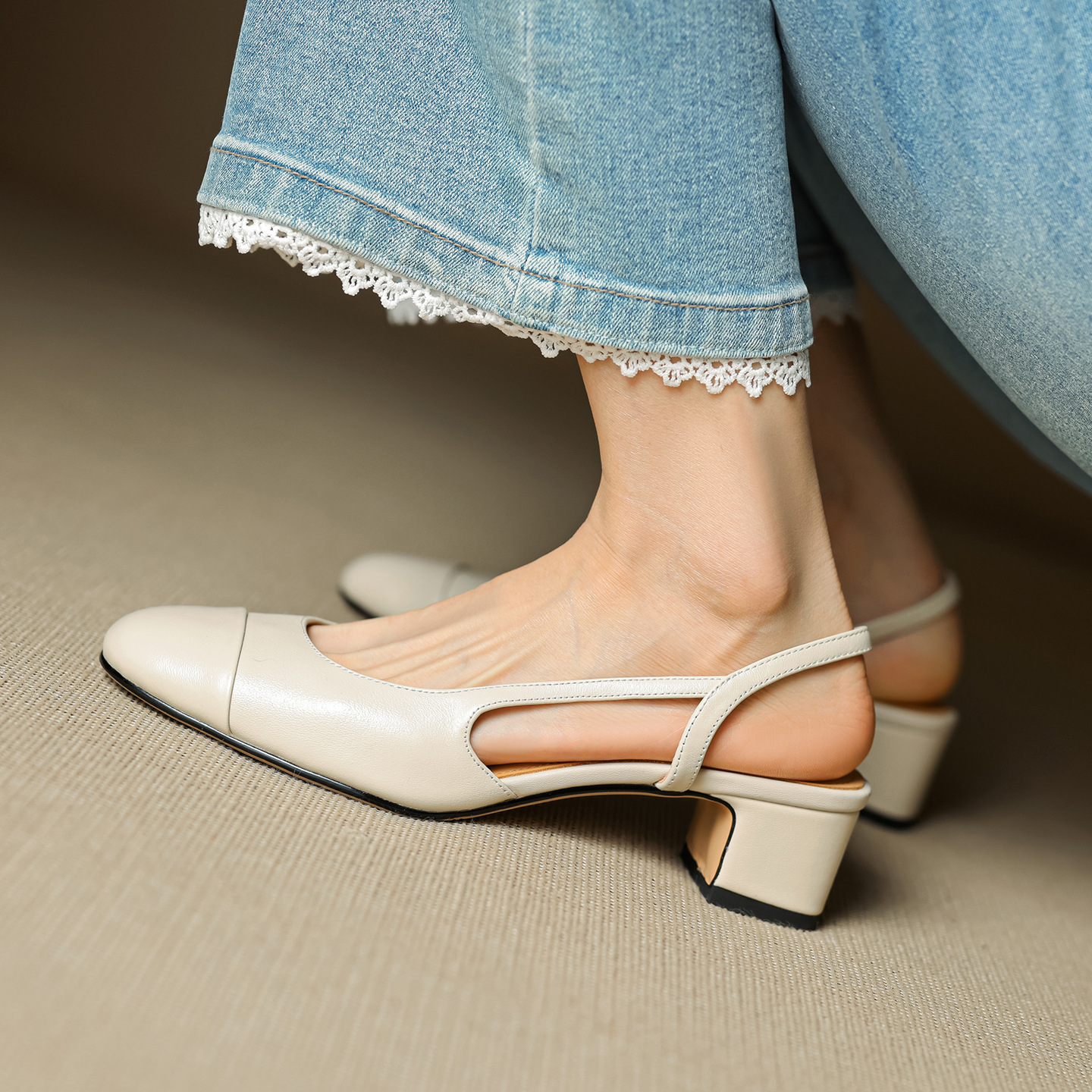 French Retro Back Empty Word With Toe Box Roman Sandals foto 4
