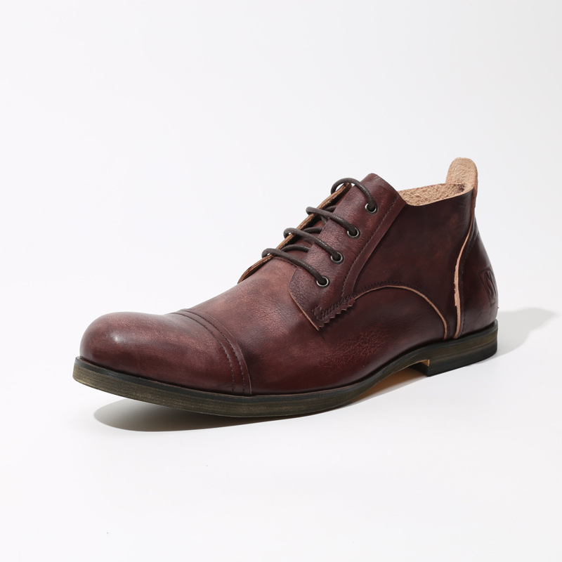 Small Round Head Breathable Men's Vintage Casual Leather Shoes foto 5