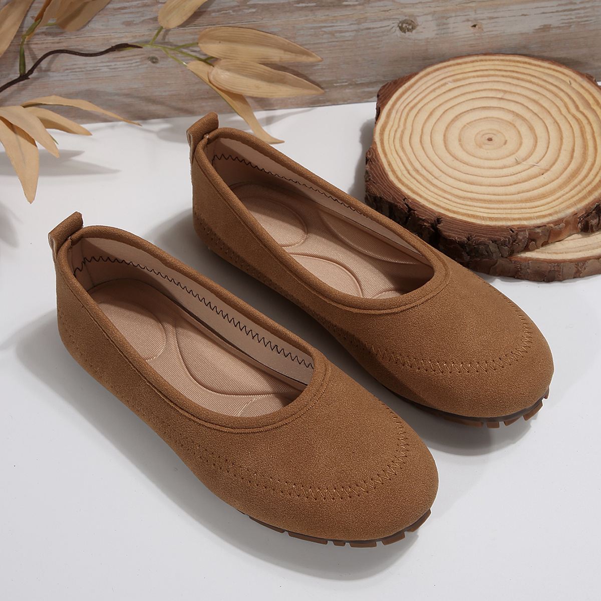 Womens Low-cut Round-toe Slip-on Loafers Womens Flat Shoes foto 3