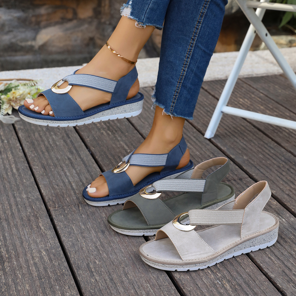 Metal Buckle Hemp Rope Fish-mouth Sandals Women's foto 4