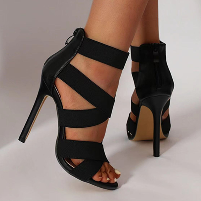 Womens Stylish High-heeled Sandals With A Back Zipper foto 2